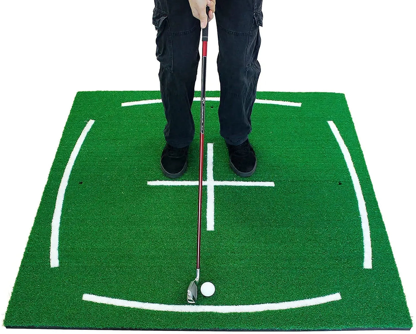 Premium Turf Indoor/Outdoor Golf Swing & Stance Mat with 2 Golf Balls,1 Rubber Tee