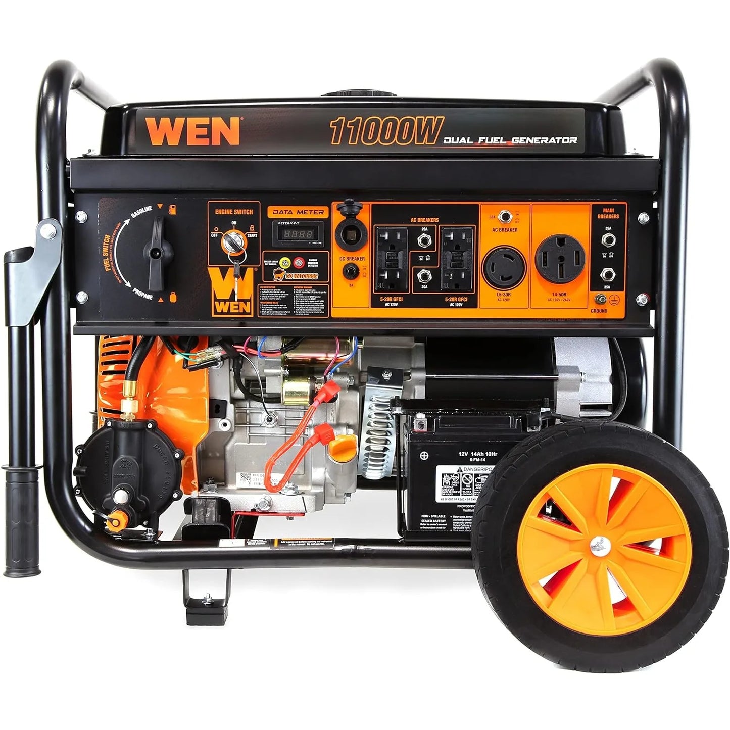 11000-Watt Electric Start Portable Generator with Wheel Kit and CO Shutdown Sensor, Black