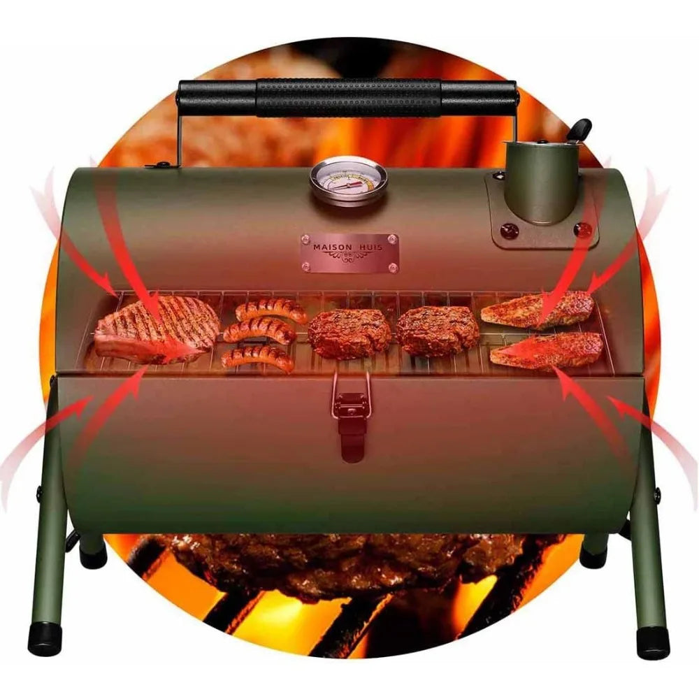 Multi-functional Metal Small BBQ Smoker Adjustable Portable Charcoal Grill