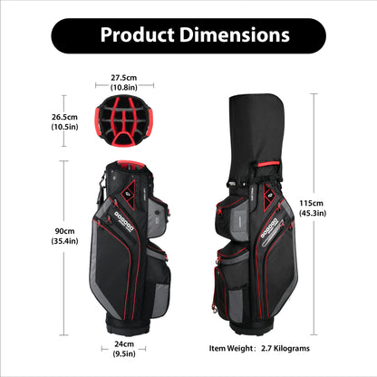 Golf Cart Bag 14 Way Dividers with 11 Pockets with Cooler & Magnet Strap