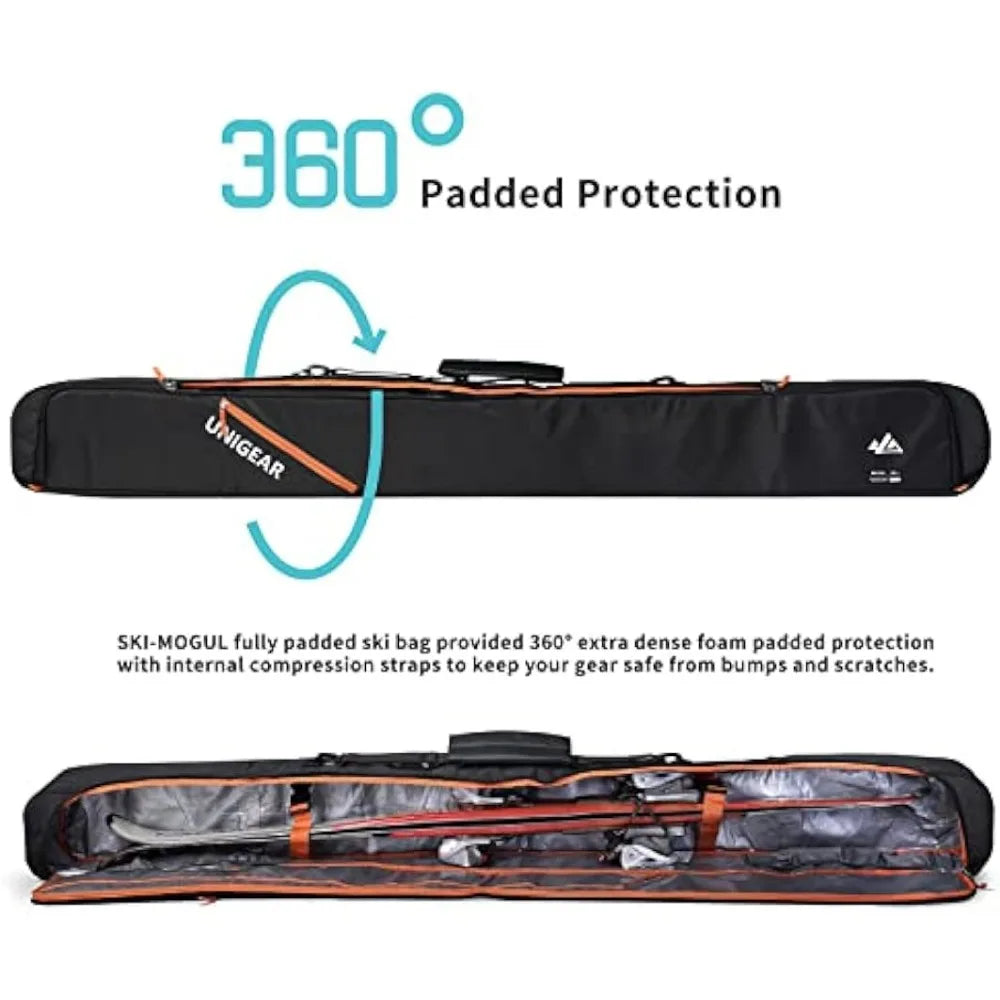 Ski Bag, 360° Fully Padded Protection, up to 192cm for Snow