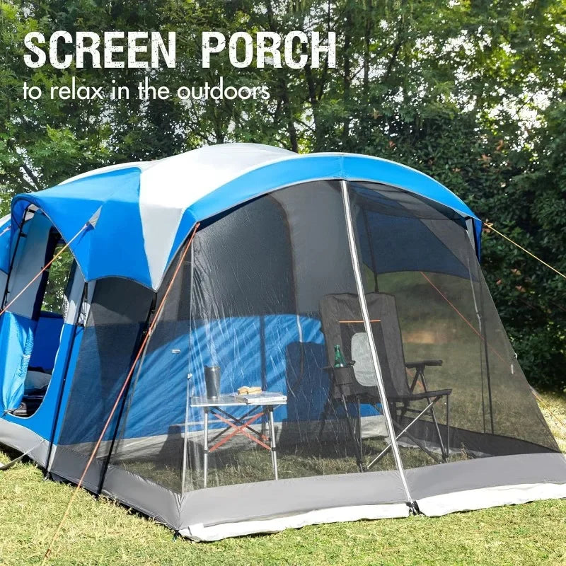 8 Person Family Camping Tent with Screen Porch