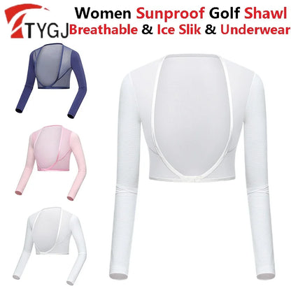 Ladies Breathable Golf Arm Sleeves Sunscreen Ice Silk Shawl