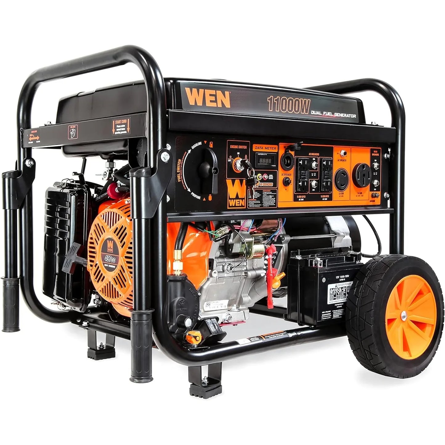 11000-Watt Electric Start Portable Generator with Wheel Kit and CO Shutdown Sensor, Black