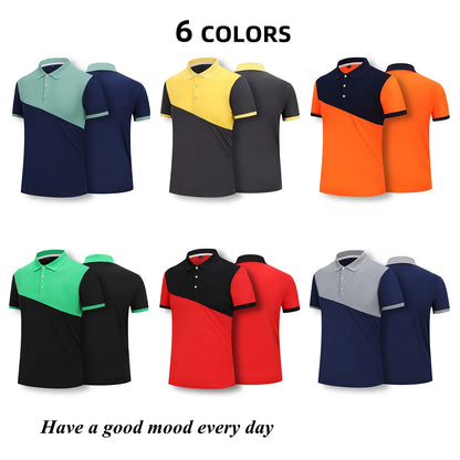 2023 New Design Golf Shirt Gray Patchwork Polo Shirt Lapel Short Sleeve Tee Tops Fashion Jersey Oversized Sportswear Summer 4XL