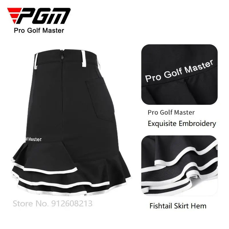 Women Anti-exposure Golf Skirt Girl Fishtail Pencil Skirts Ladies High Waist Pleated Golf Culotte Elegant Slim Sports Skort