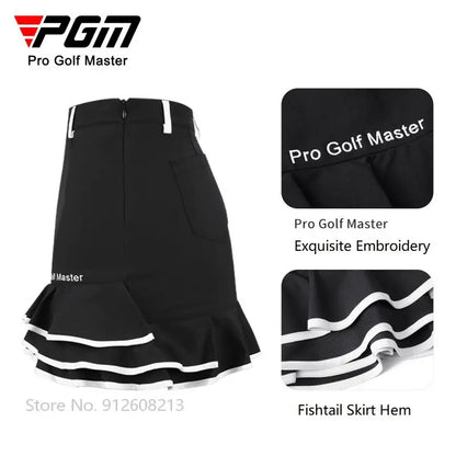 Women Anti-exposure Golf Skirt Girl Fishtail Pencil Skirts Ladies High Waist Pleated Golf Culotte Elegant Slim Sports Skort