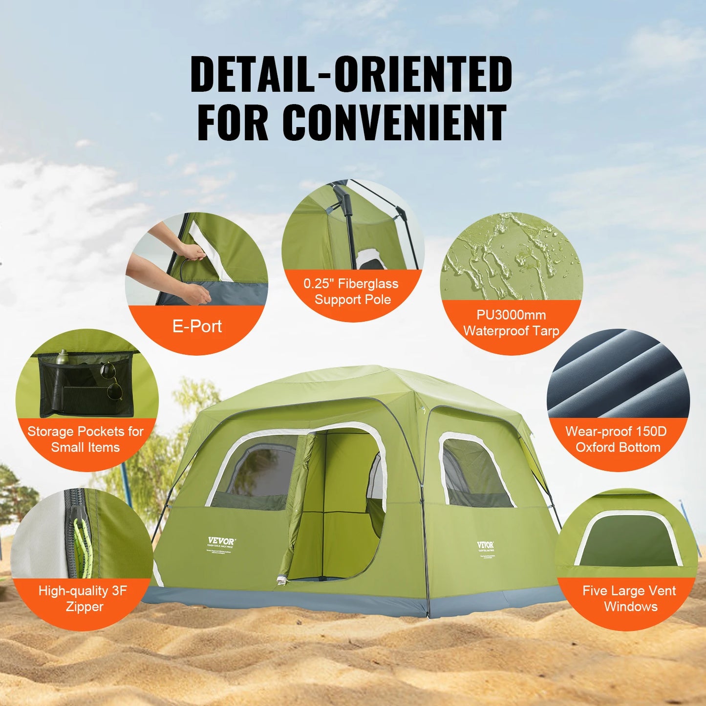 Family 6 Person Tent  with Carrying Bag