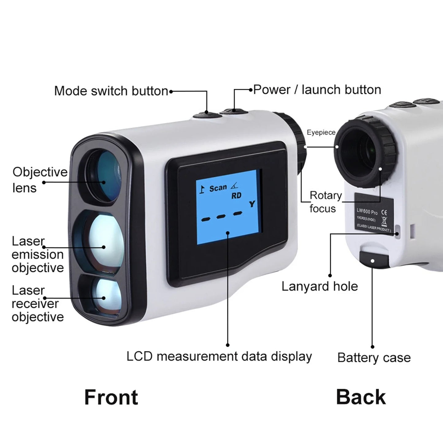 6X Laser Golf / Hunting Rangefinder 600M 1200M