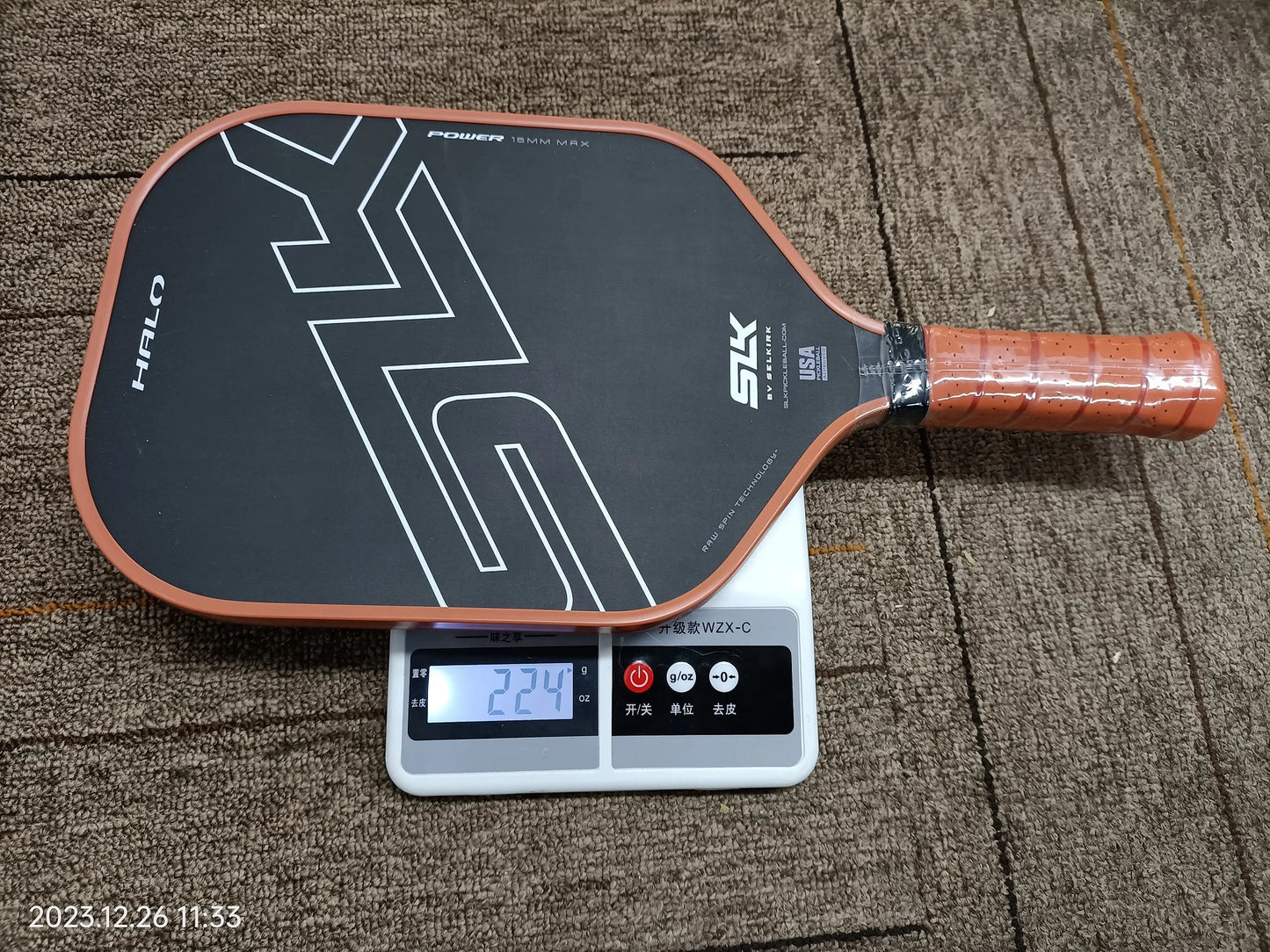 Control MAX XL Pickleball Paddle Raw Carbon Fiber  with a - Power Polymer Core