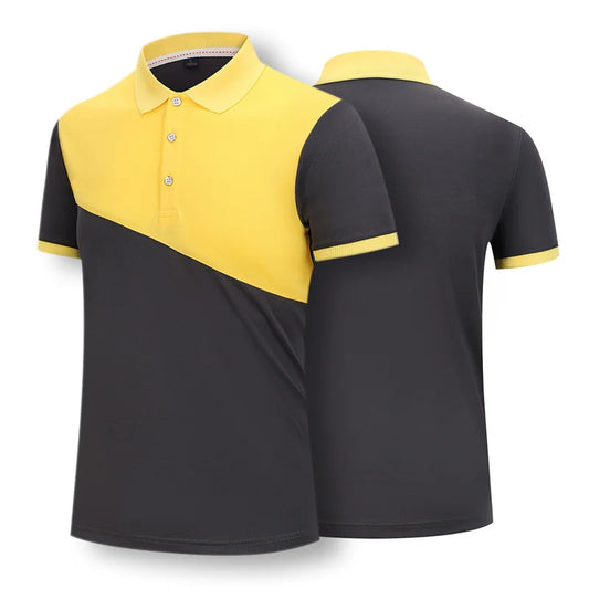 2023 New Design Golf Shirt Gray Patchwork Polo Shirt Lapel Short Sleeve Tee Tops Fashion Jersey Oversized Sportswear Summer 4XL