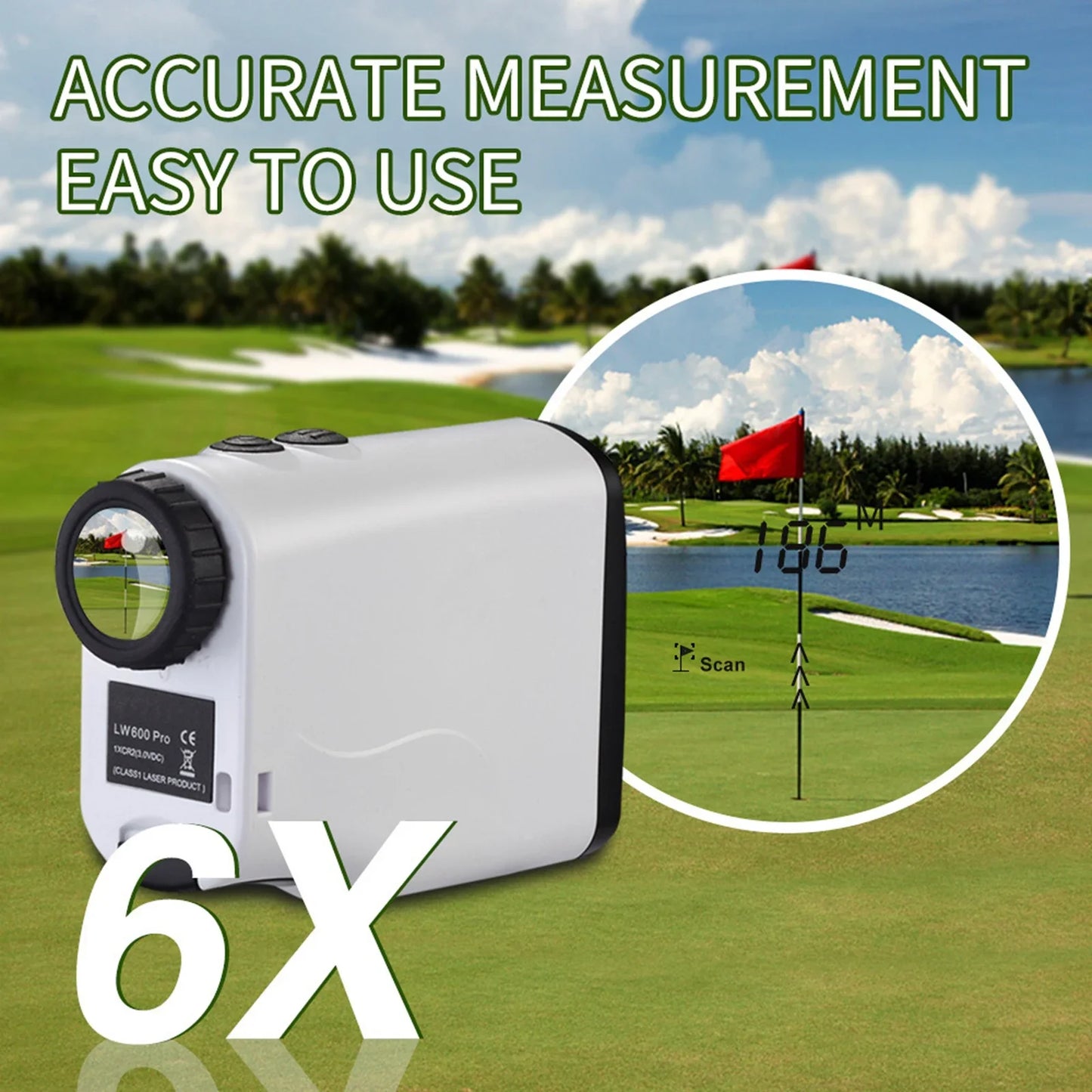 6X Laser Golf / Hunting Rangefinder 600M 1200M