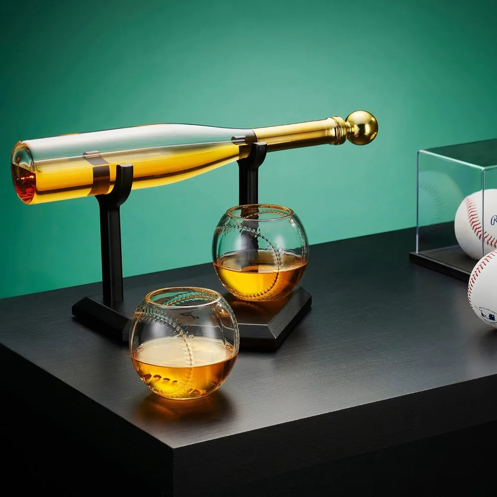 Baseball & Bat Whiskey Decanter Glasses